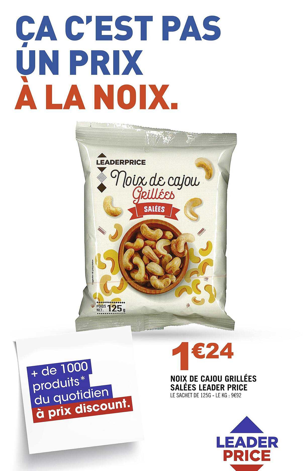 noix de cajou grillées salées leader price