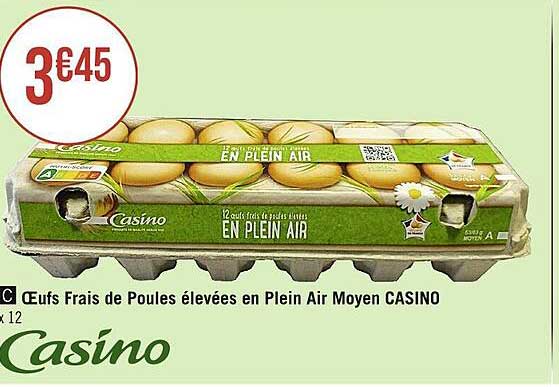 œufs frais de poules élevées en plein air moyen casino