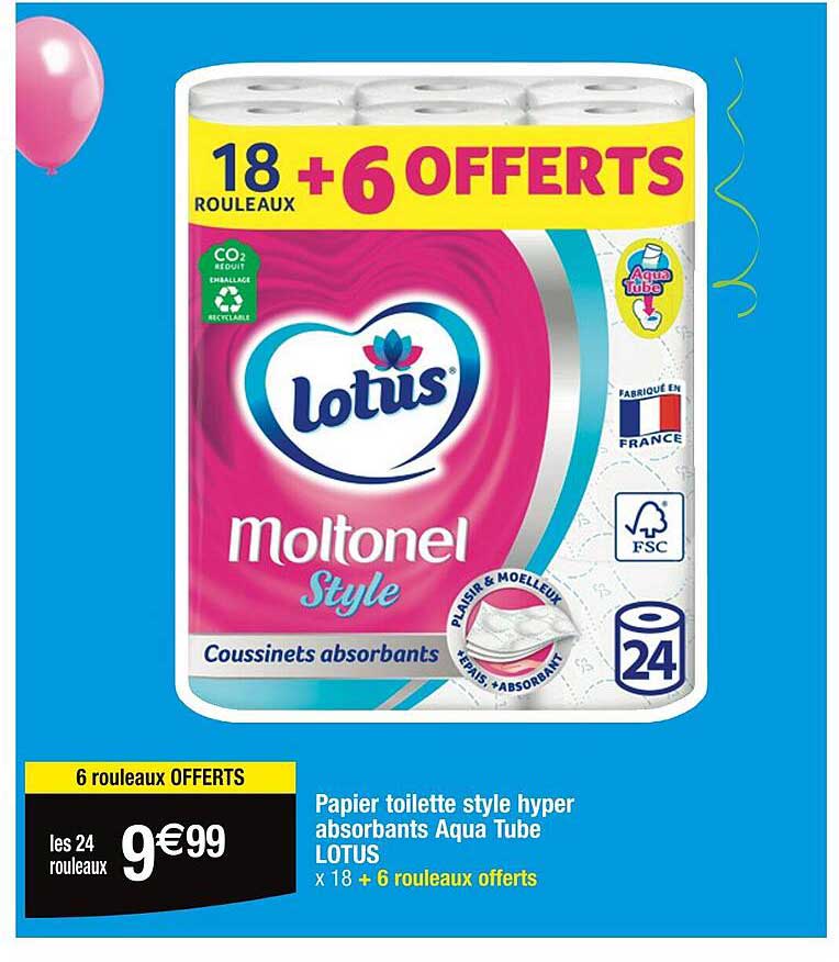 papier toilette style hyper absorbants aqua tube lotus