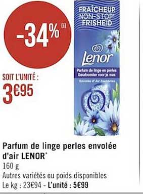 parfum de linge perles envolée d'air lenor