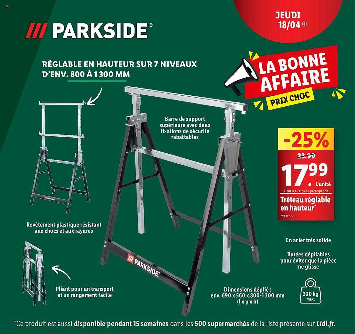 parkside tréteau réglable en hauteur