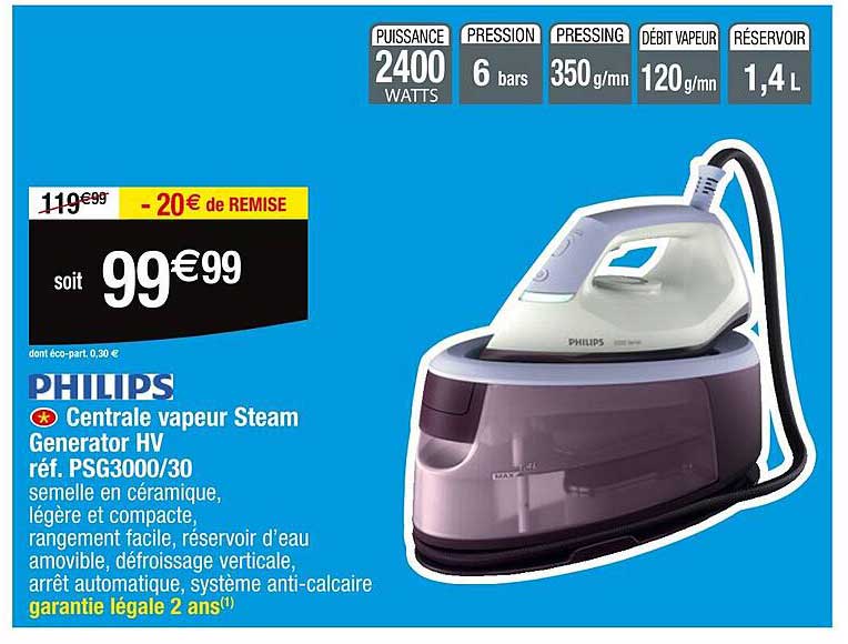 philips centrale vapeur steam generator hv réf. psg3000/30