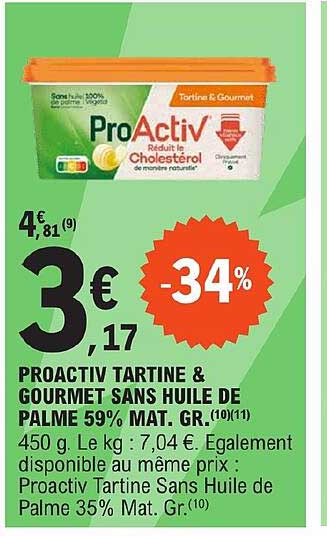 proactiv tartine & gourmet sans huile de palme 59% mat. gr.