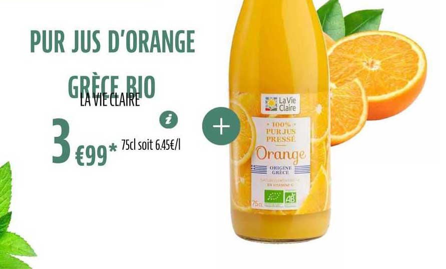 pur jus d'orange grèce bio la vie claire