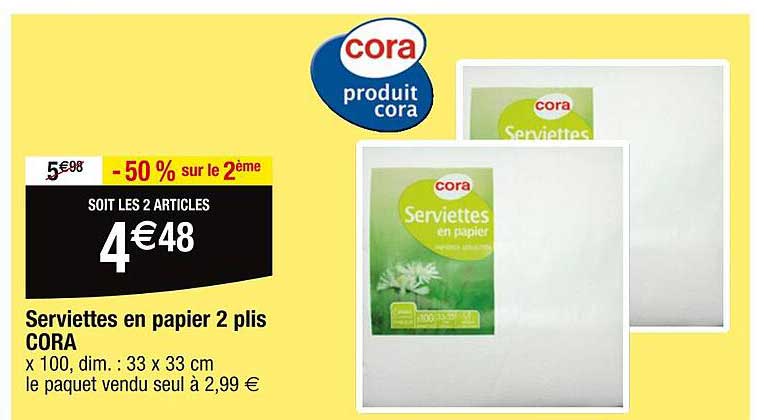 serviettes en papier 2 plis cora