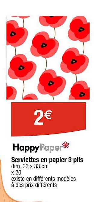 Serviettes En Papier 3 Plis Happy Paper