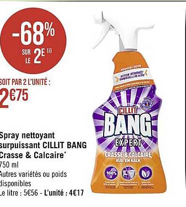 spray nettoyant surpuissant cillit bang crasse & calcaire