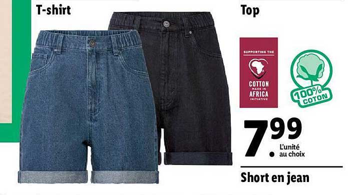 t-shirt short en jean