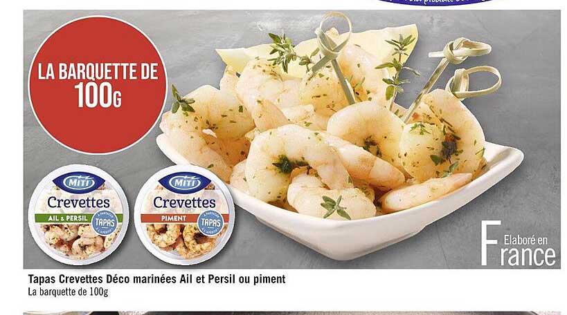 Tapas Crevettes Déco Marinées Ail Et Persil Ou Piment