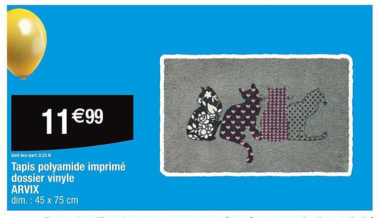 tapis polyamide imprimé dossier vinyle arvix