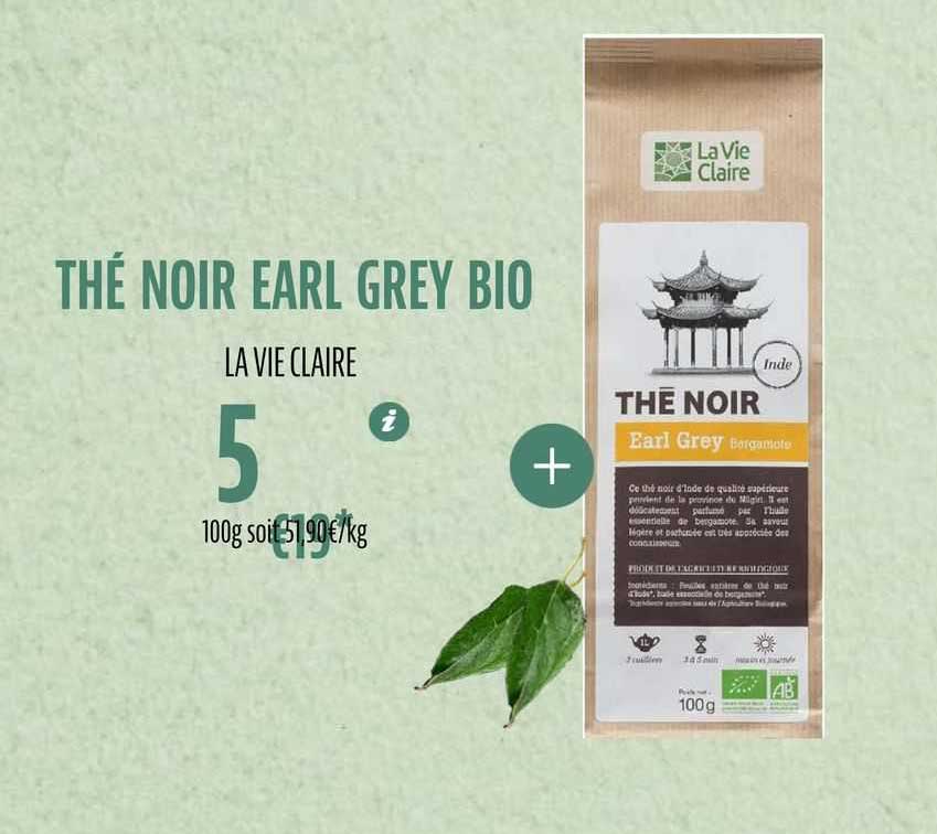 thé noir earl grey bio la vie claire