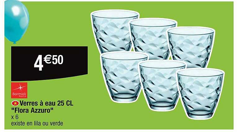 verres à eau 25 cl flora azzuro