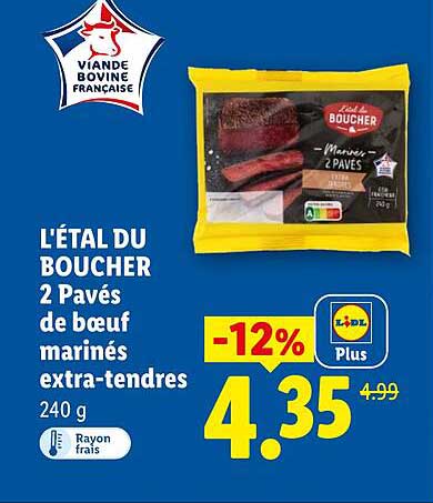 L'ÉTAL DU BOUCHER 2 Pavés de bœuf marinés extra-tendres
