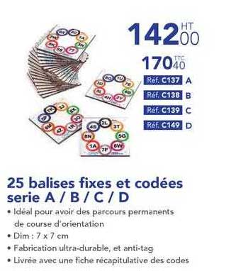 25 balises fixes et codees serie A-B-C-D