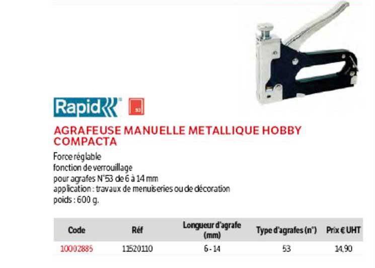 agrafeuse manuelle métallique hobby compacta rapid