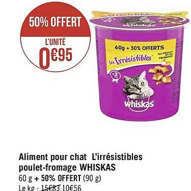 Aliment Pour Chat L'irrésistibles Poulet-fromage Whiskas