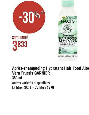 après-shampooing hydratant hair food aloe vera fructis garnier