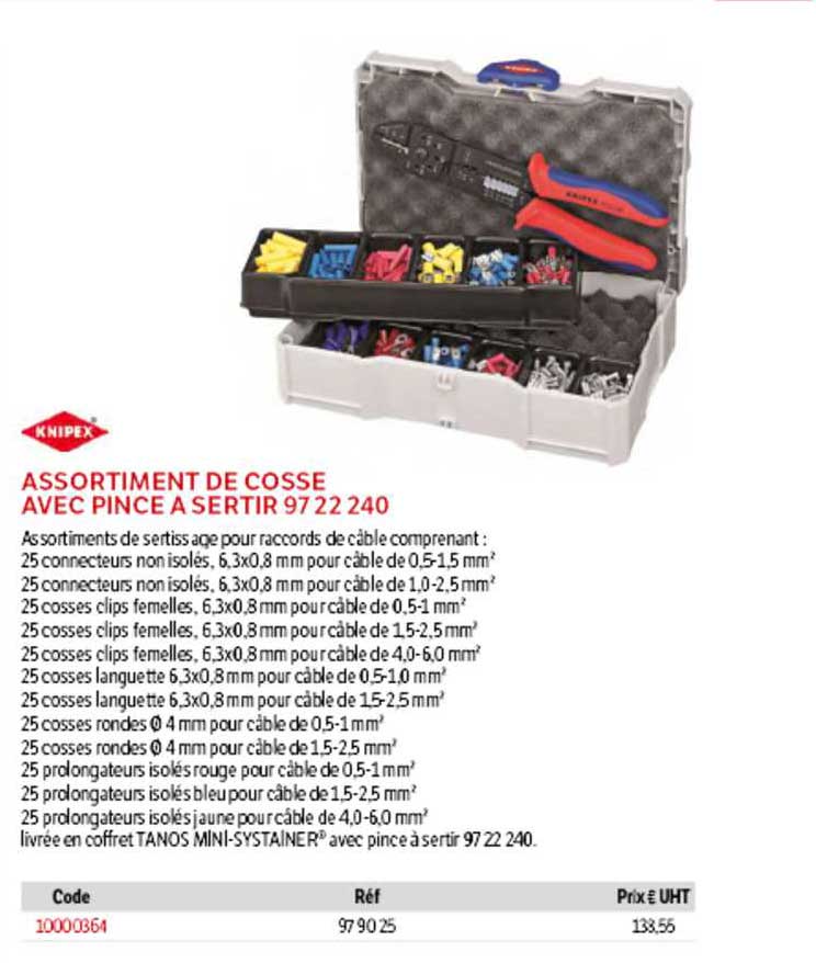 assortiment de cosse avec pince à sertir 9722240 knipex