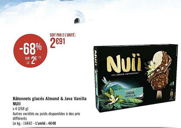 bâtonnets glacés almond & java vanille nuii