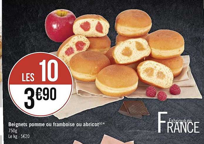 beignets pomme ou framboise ou abricot 750g