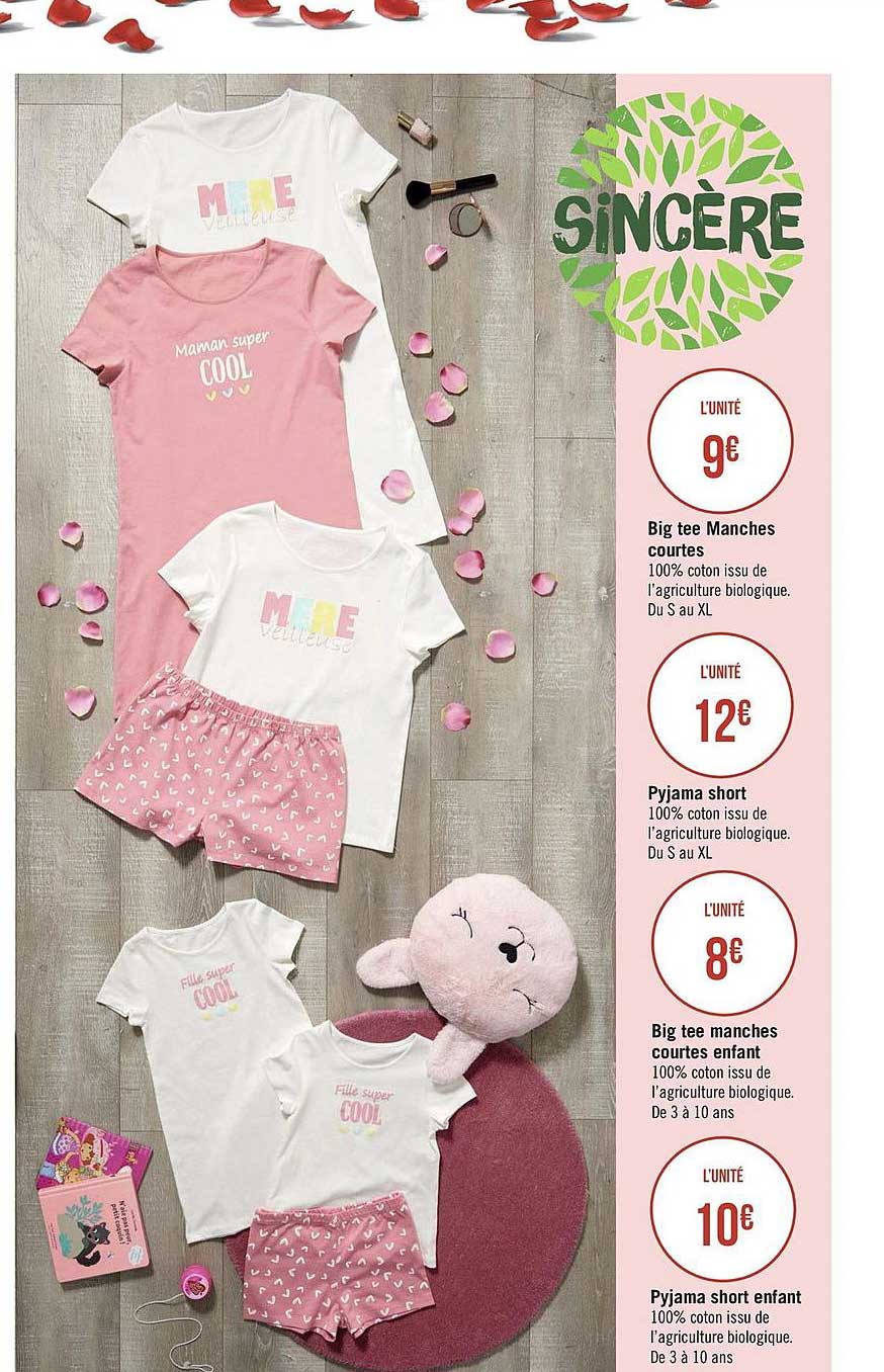 big tee manches courtes, pyjama short, big tee manches courtes enfant, pyjama short enfant