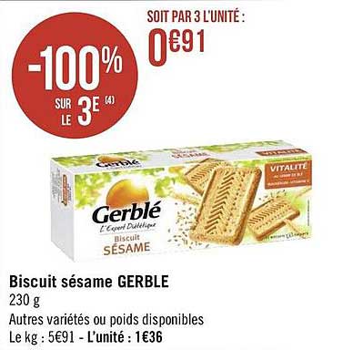Biscuit Sésame Gerblé
