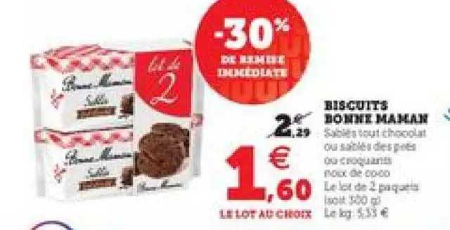 biscuits bonne maman -30% de remise immédiate
