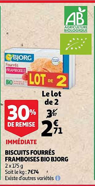 Biscuits Fourrés Framboises Bio Bjorg