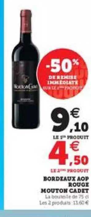bordeaux aop rouge mouton cadet -50% de remise immédiate