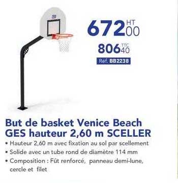 But de basket Vanice Beach GES hauteur 2,60m SCELLER