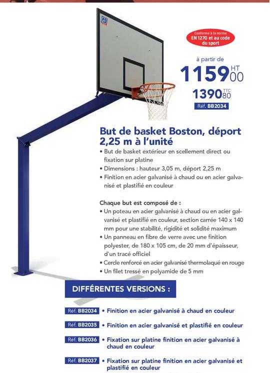 Butde Basket Boston, Deport 2,25 M A I'unite