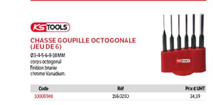 chasse goupille octogonale (jeu de 6) ks tools