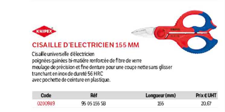 cisaille d'électricien 155 mm knipex