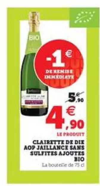 clairette de die aop jaillance sans sulfites ajoutés bio