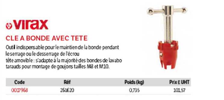 clé à bonde avec tête virax