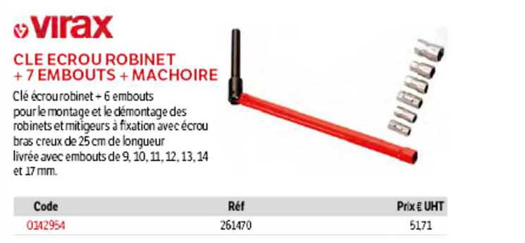 clé écrou robinet + 7 embouts + mâchoire virax