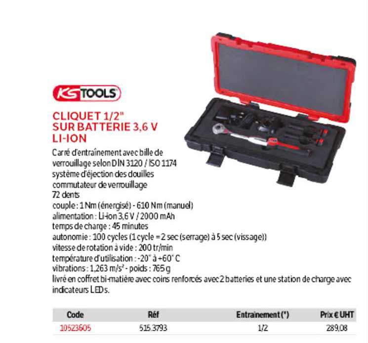 Cliquet 1-2" Sur Batterie 3,6 V Li-Ion
