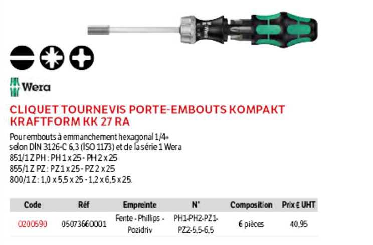 cliquet tournevis porte-embouts kompakt kraftform kk 27 ra wera