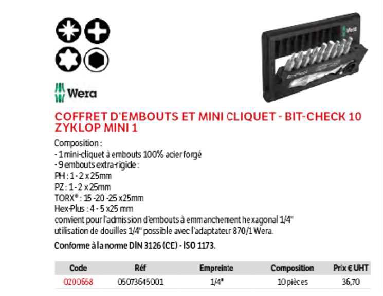 coffret d'embouts et mini cliquet - bit-check 10 zyklop mini 1