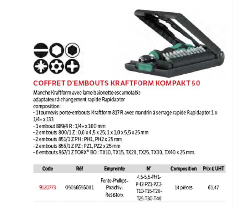 coffret d'embouts kraftform kompakt 50