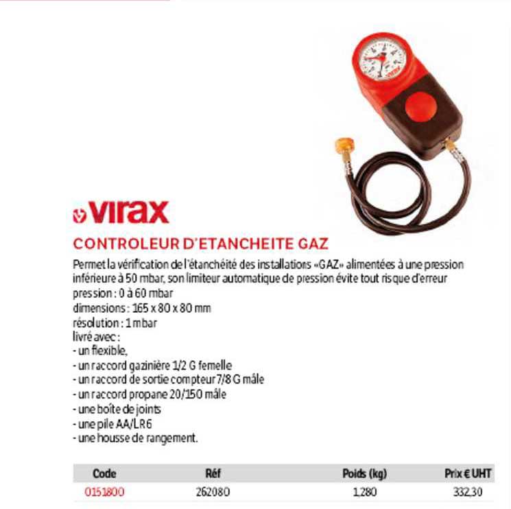 contrôleur d'étanchéité gaz virax