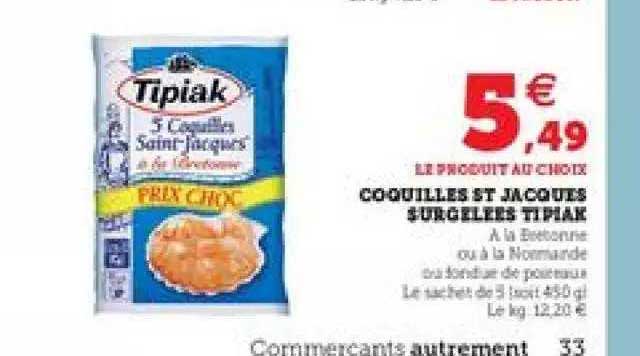 coquilles st jacques surgelées tipiak