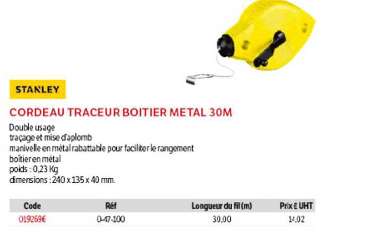 cordeau traceur boitier métal 30m stanley