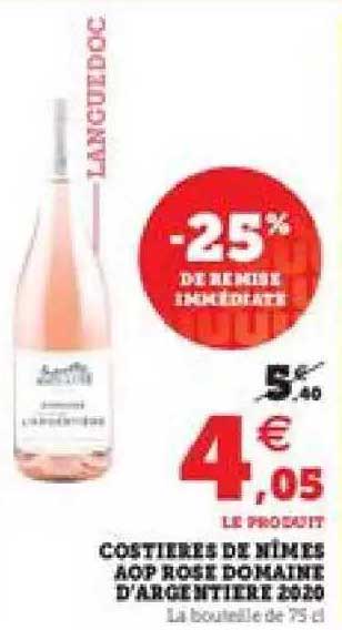 Costières De Nîmes Aop Rose Domaine D'argentière 2020 -25% De Remise Immédiate