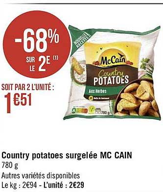 country potatoes surgelée mc cain