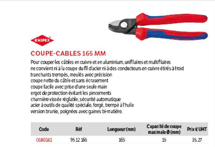 coupe-câbles 165 mm knipex