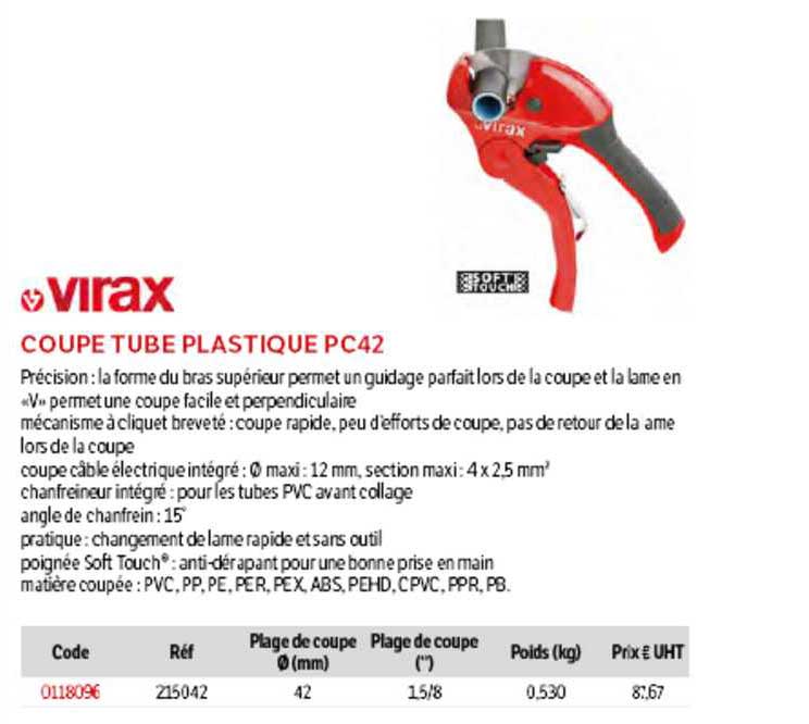 coupe tube plastique pc42 virax