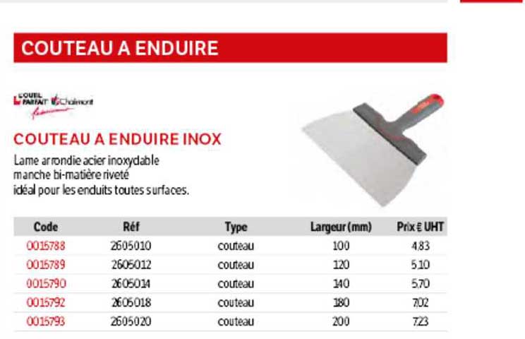 couteau à enduire inox