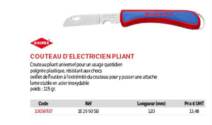 couteau d'électricien pliant knipex