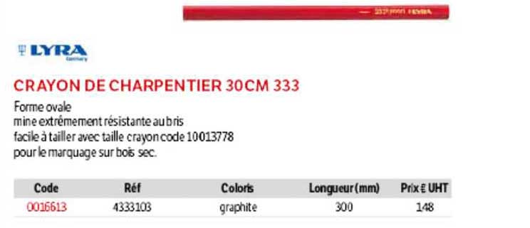 crayon de charpentier 30 cm 333 lyra